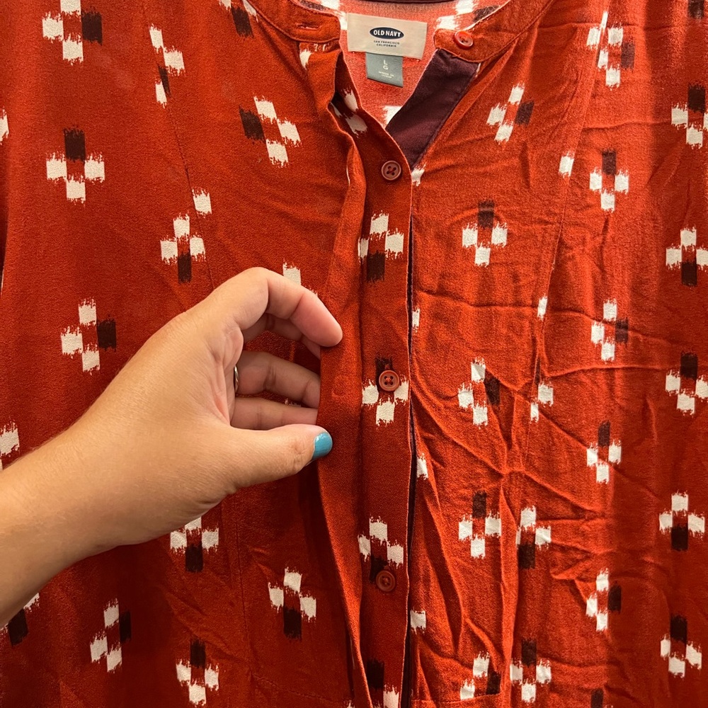NWT Long Sleeved Old Navy High-Lo Red Shirt Dress; Size Large Old Navy Red Dress - Picture 10 of 10